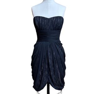 Max & Cleo Strapless Babydoll Dress Size 4 Black Pleated Cocktail Party Grunge
